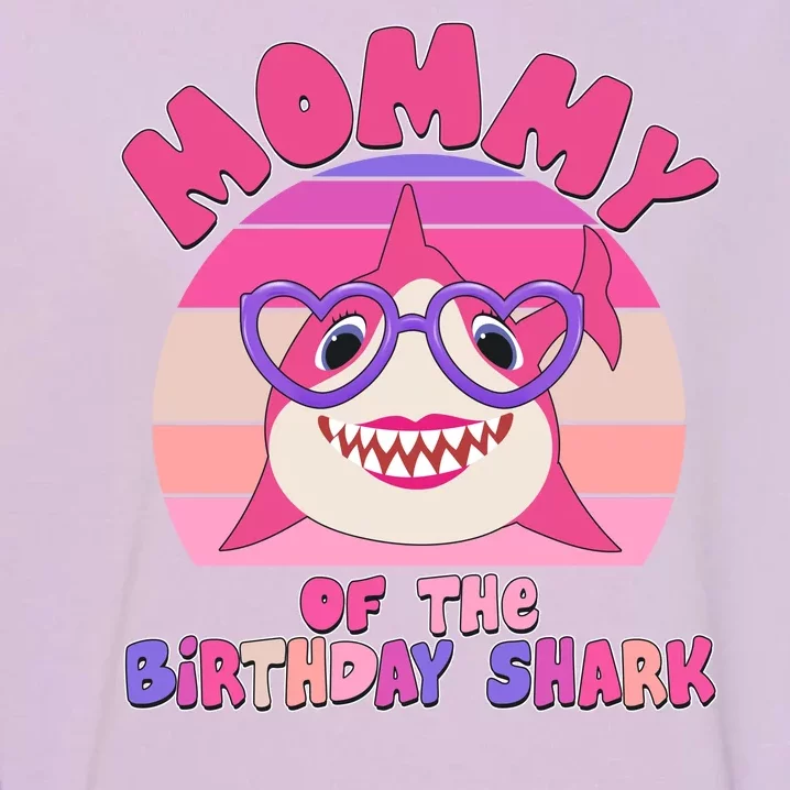 Cute Mommy Of The Birthday Shark Garment-Dyed Sweatshirt