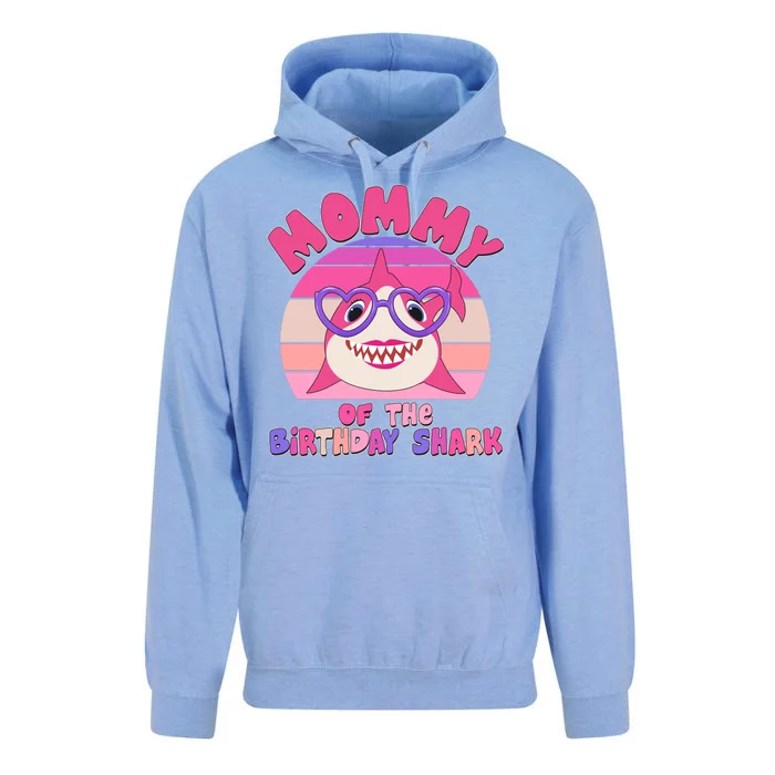 Cute Mommy Of The Birthday Shark Unisex Surf Hoodie