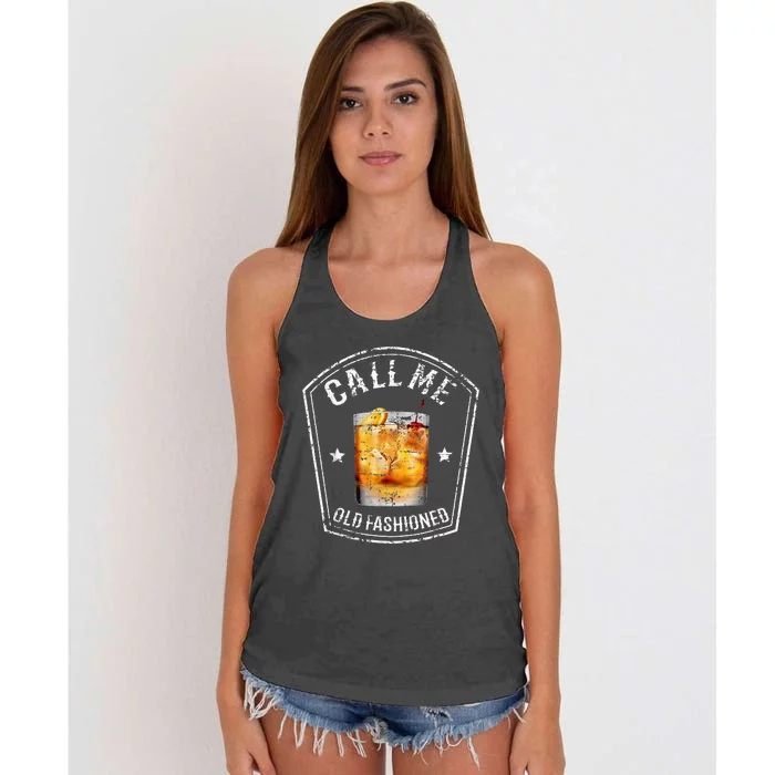 Call Me Old Fashioned Whiskey Funny Bourbon Women's Knotted Racerback Tank