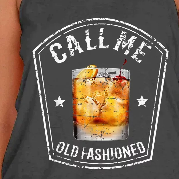 Call Me Old Fashioned Whiskey Funny Bourbon Women's Knotted Racerback Tank