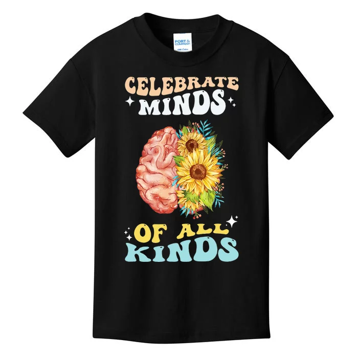 Celebrate Minds of All Kinds Neurodiversity Autism Kids T-Shirt