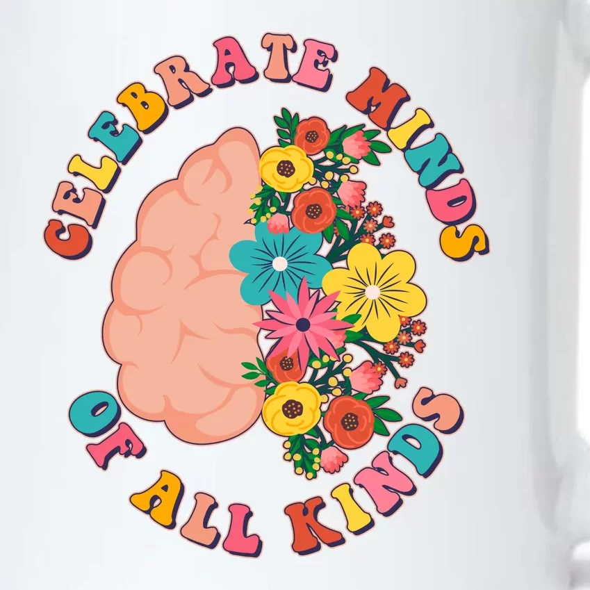 Celebrate Minds Of All Kinds Flowers Be Kind The Mind Black Color Changing Mug