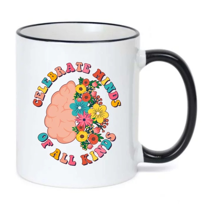 Celebrate Minds Of All Kinds Flowers Be Kind The Mind Black Color Changing Mug