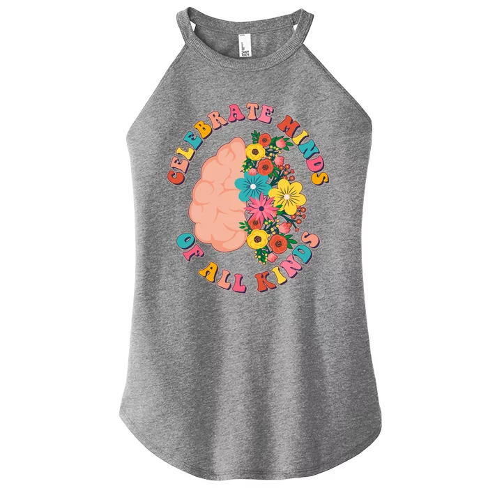 Celebrate Minds Of All Kinds Flowers Be Kind The Mind Women’s Perfect Tri Rocker Tank