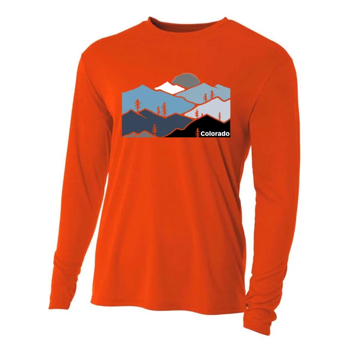 Colorado Mountain Outdoor Retro Landscape Funny Gift Cooling Performance Long Sleeve Crew