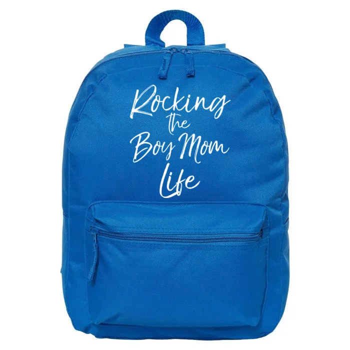 Cute Mom Of Gift From Sons Rocking The Mom Life Gift 16 in Basic Backpack