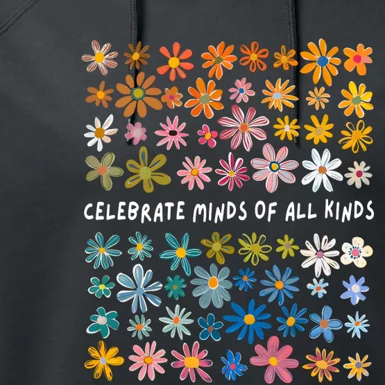 Celebrate Minds Of All Kinds Floral Flower Performance Fleece Hoodie