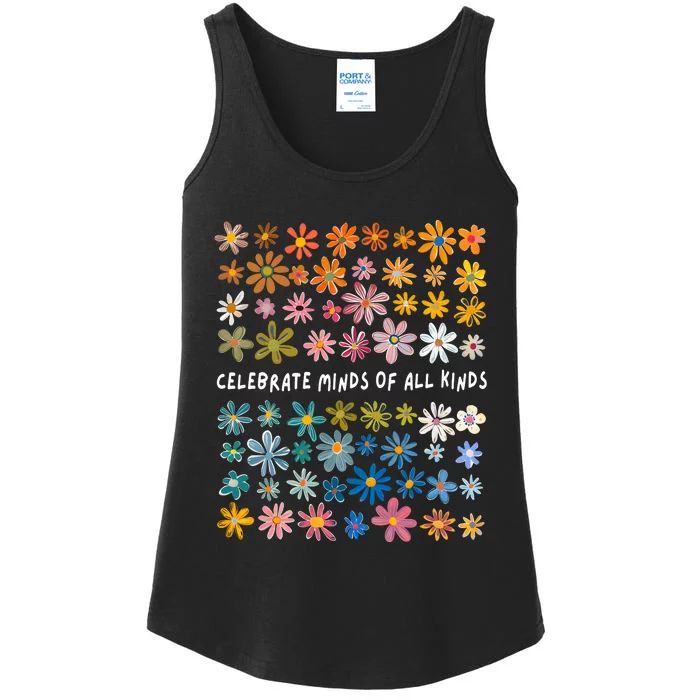 Celebrate Minds Of All Kinds Floral Flower Ladies Essential Tank