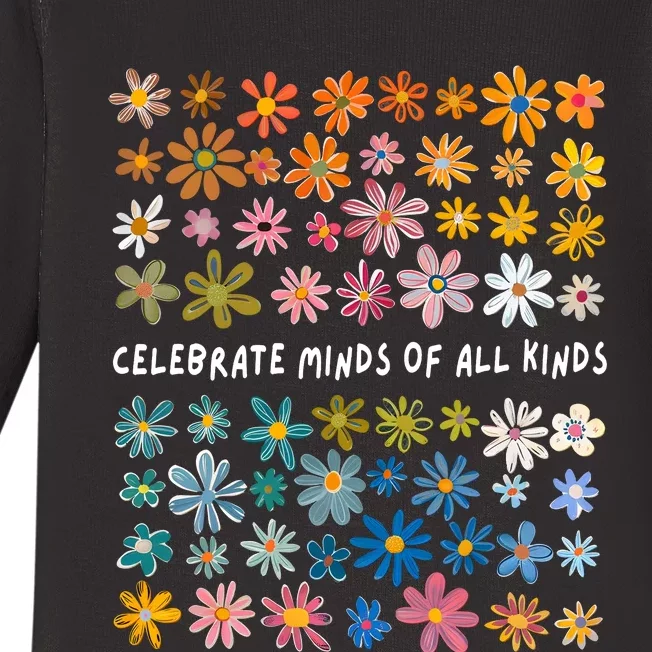 Celebrate Minds Of All Kinds Floral Flower Baby Long Sleeve Bodysuit