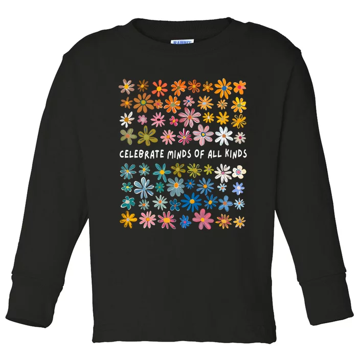 Celebrate Minds Of All Kinds Floral Flower Toddler Long Sleeve Shirt