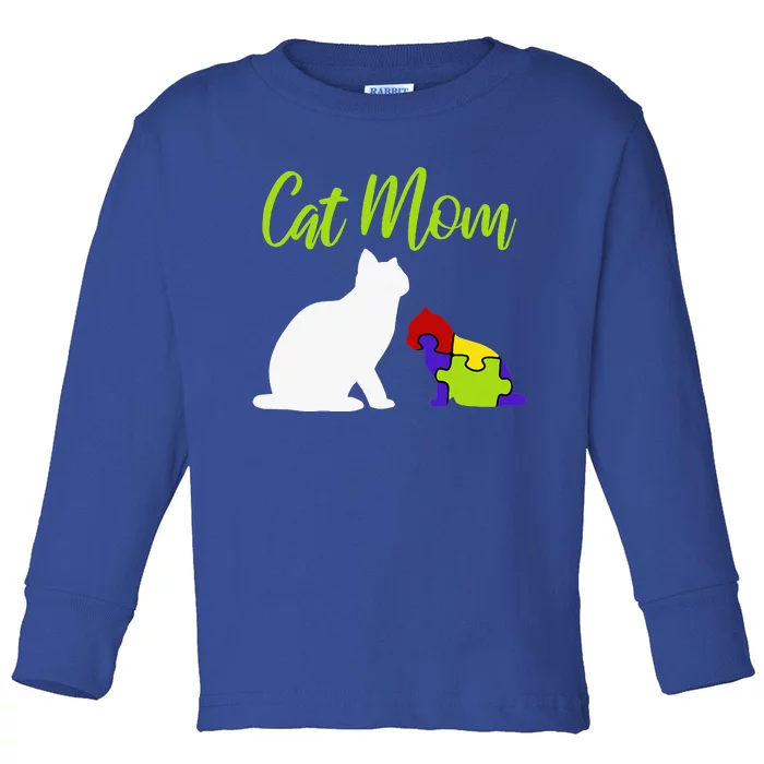 Cat Mom Proud Autism Asperger ASD Autistic Awareness Toddler Long Sleeve Shirt