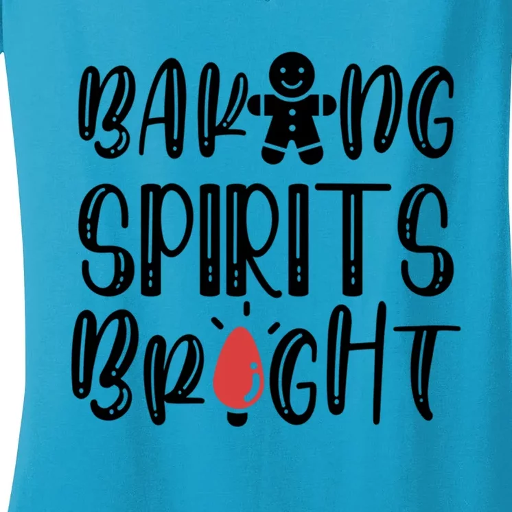 Christmas Matching Pajama Baking Squad Baking Spirits Bright Cute Gift Women's V-Neck T-Shirt