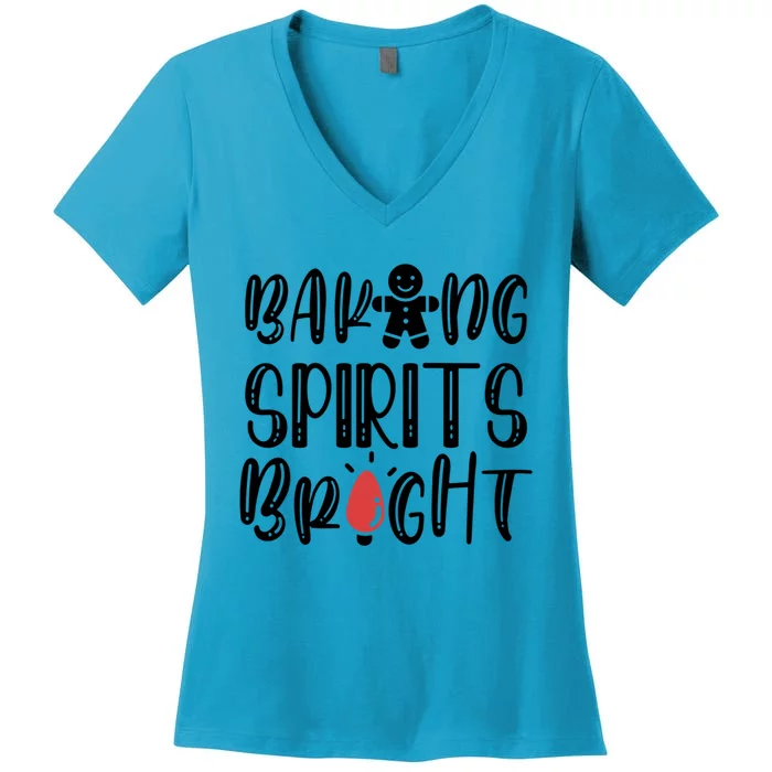 Christmas Matching Pajama Baking Squad Baking Spirits Bright Cute Gift Women's V-Neck T-Shirt