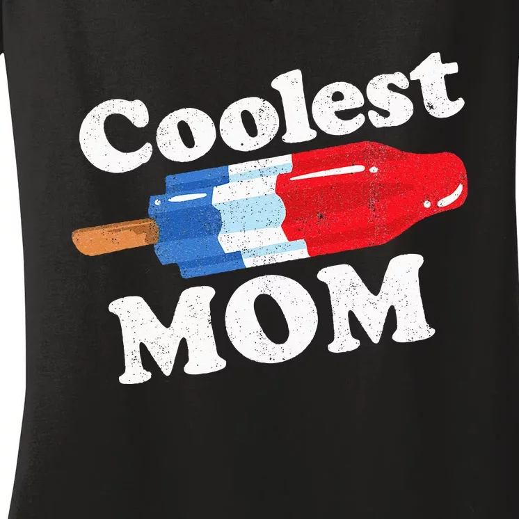 Coolest Mom Popsicle Funny Bomb Retro 80s Pop Mothers Gift Women's V-Neck T-Shirt