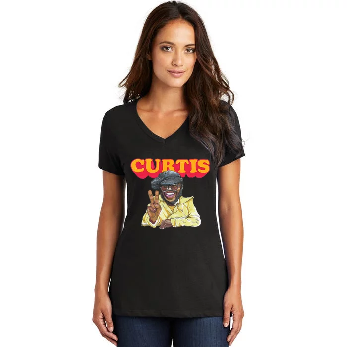 Curtis Mayfield Peace Sign Women's V-Neck T-Shirt