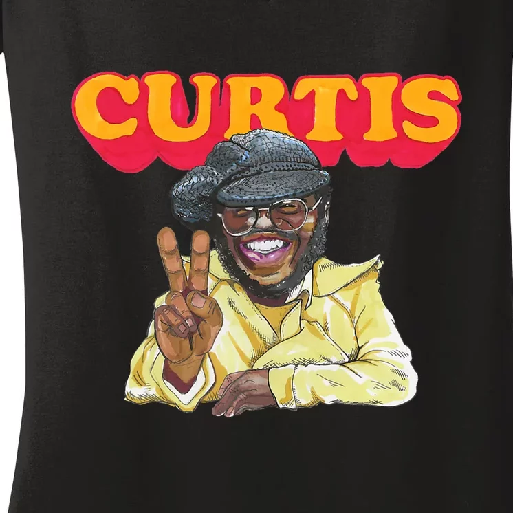 Curtis Mayfield Peace Sign Women's V-Neck T-Shirt