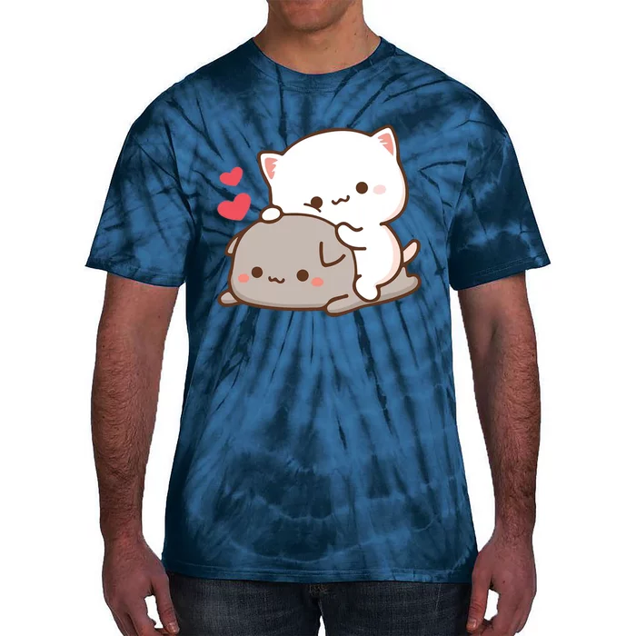 Cute Mochi Peach Cat Tie-Dye T-Shirt