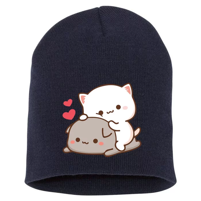 Cute Mochi Peach Cat Short Acrylic Beanie