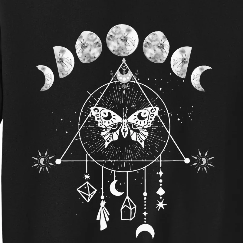 Celestial Moon Phase Moth Crystals Stars Tall Sweatshirt