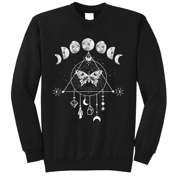 Celestial Moon Phase Moth Crystals Stars Tall Sweatshirt