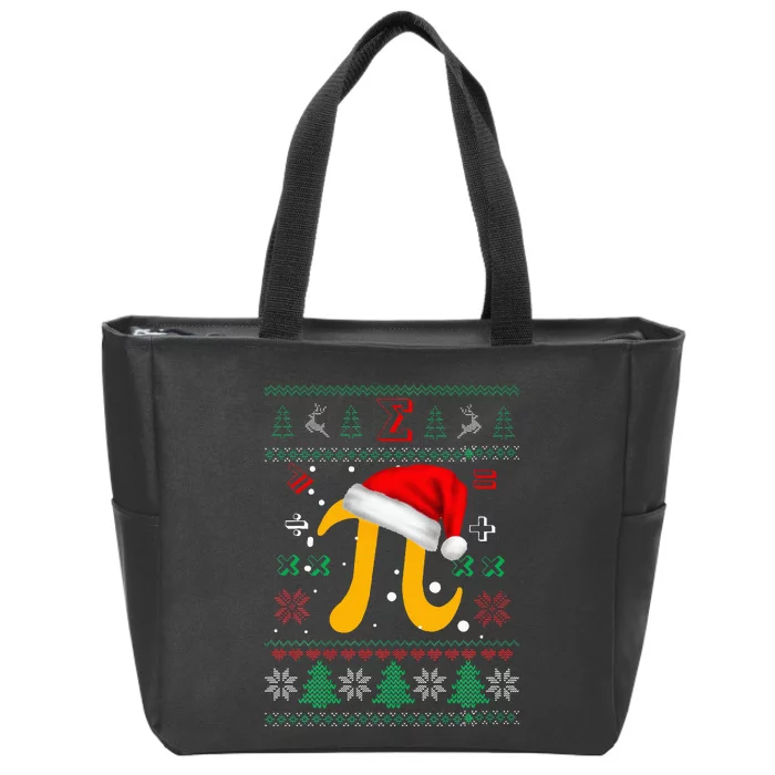 Christmas Math Pi Santa Hat Costume Xmas UGLY Teacher Gifts Zip Tote Bag