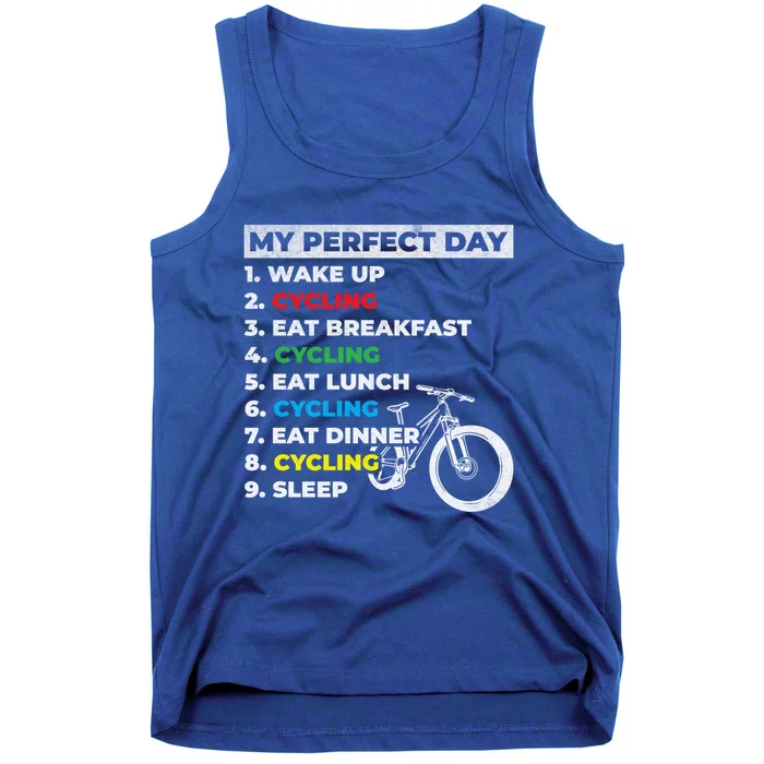 Cyclists My Perfect Day Mountain Biking Cycling Day Plan Gift Tank Top