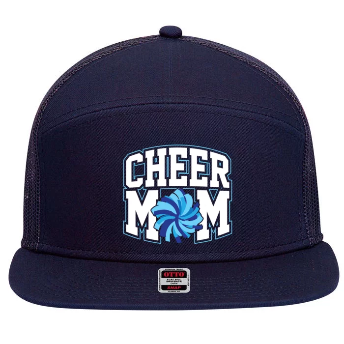 Cheer Mom Proud Cheerleader Mom Pompom Graphic Gift 7 Panel Mesh Trucker Snapback Hat