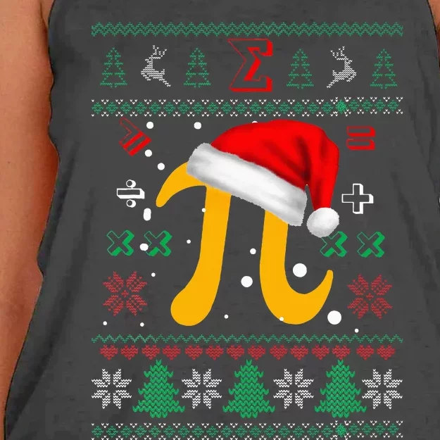 Christmas Math Pi Santa Hat Costume Xmas UGLY Teacher Gifts Women's Knotted Racerback Tank