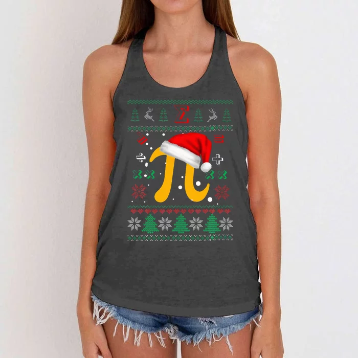 Christmas Math Pi Santa Hat Costume Xmas UGLY Teacher Gifts Women's Knotted Racerback Tank