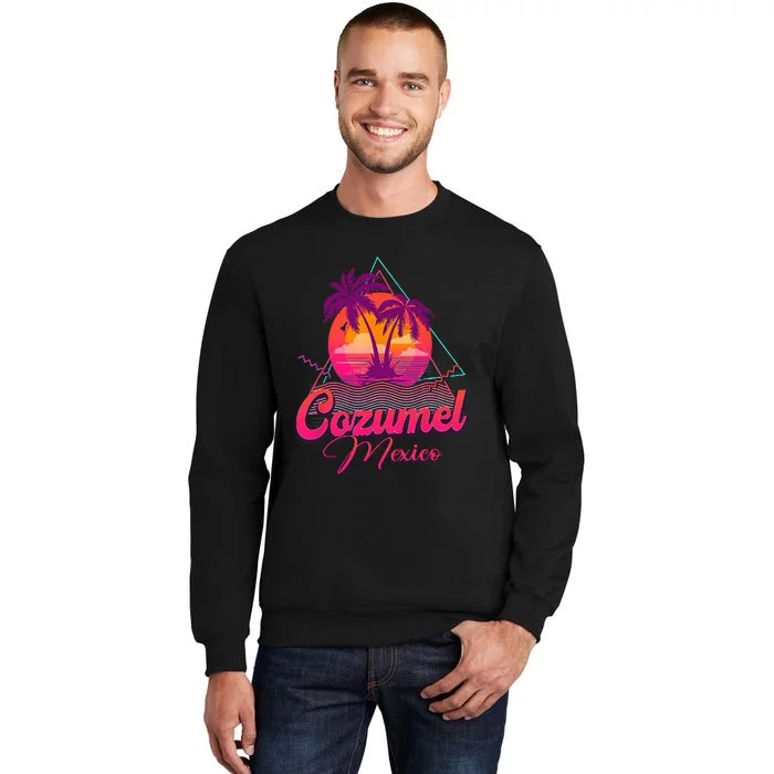 Cozumel Mexico Palm Trees Retro Beach 80s Summer Vacation Sweatshirt