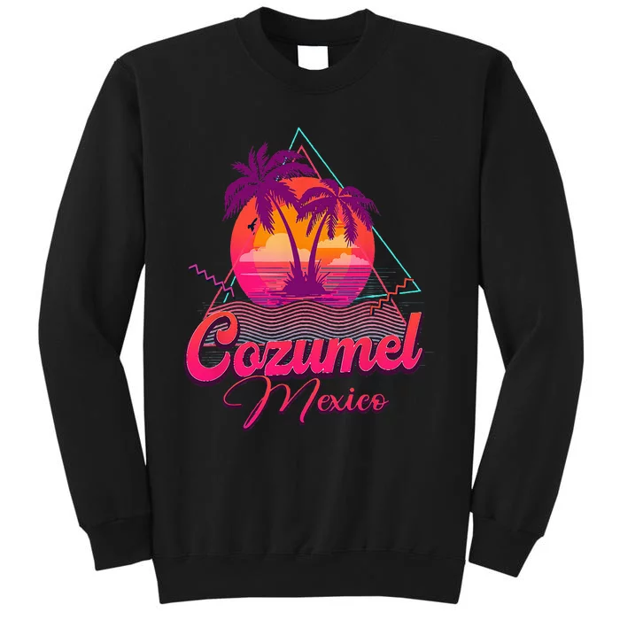 Cozumel Mexico Palm Trees Retro Beach 80s Summer Vacation Sweatshirt