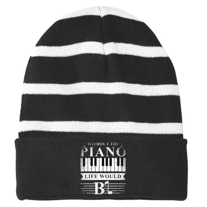 Classical Music Piano Player Gift Piano Striped Beanie with Solid Band