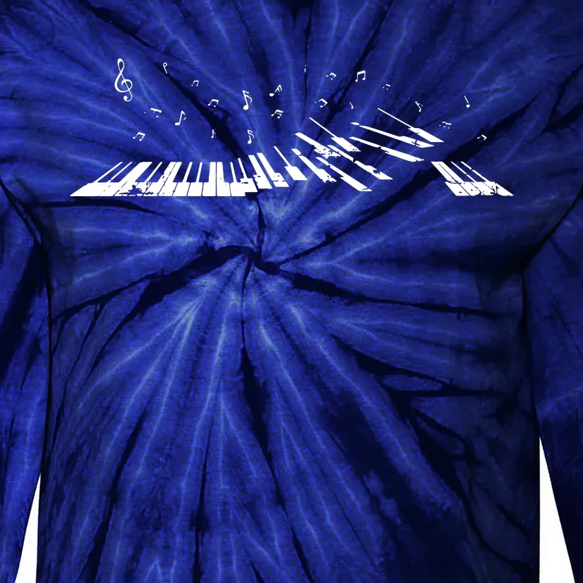 Classical Music Piano Player Gift Music Notes Piano Tie-Dye Long Sleeve Shirt