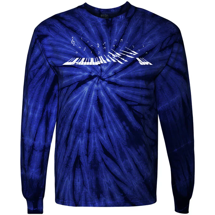 Classical Music Piano Player Gift Music Notes Piano Tie-Dye Long Sleeve Shirt