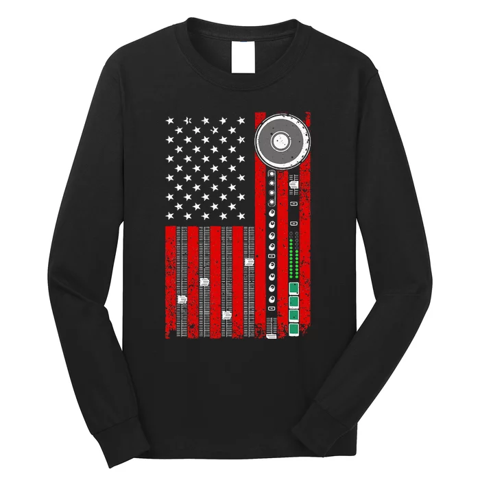 Cool Music Producer For Women American Flag Patriotic Dj Long Sleeve Shirt