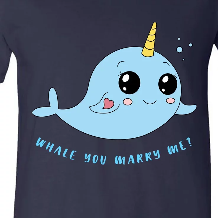 Cute Marriage Proposal Whale You Marry Me? V-Neck T-Shirt