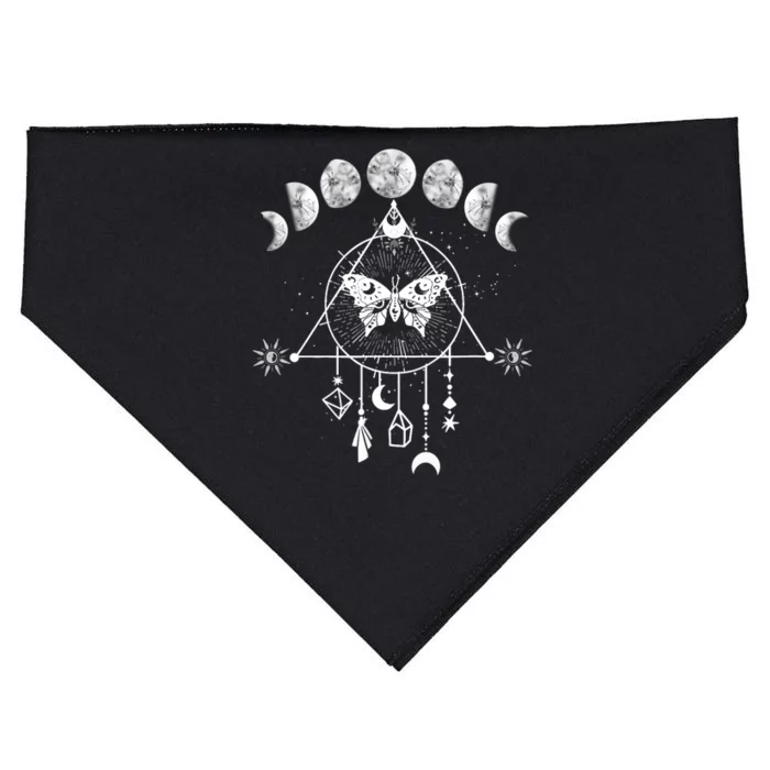 Celestial Moon Phase Moth Crystals Stars Vintage Design USA-Made Doggie Bandana