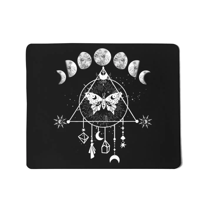 Celestial Moon Phase Moth Crystals Stars Vintage Design Mousepad