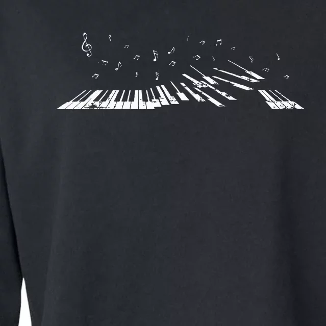 Classical Music Piano Player Gift Music Notes Piano Cropped Pullover Crew