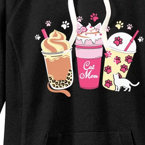 Cat Mom Paw Frappuccino Cute Women's Fleece Hoodie