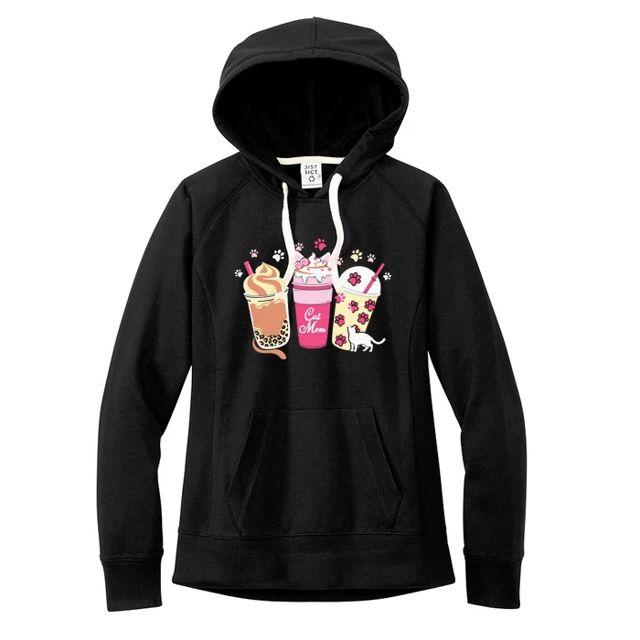 Cat Mom Paw Frappuccino Cute Women's Fleece Hoodie