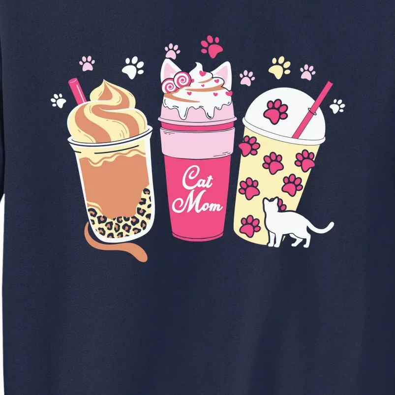 Cat Mom Paw Frappuccino Cute Tall Sweatshirt