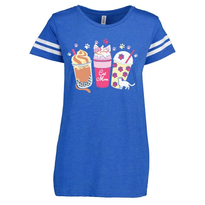 Cat Mom Paw Frappuccino Cute Enza Ladies Jersey Football T-Shirt