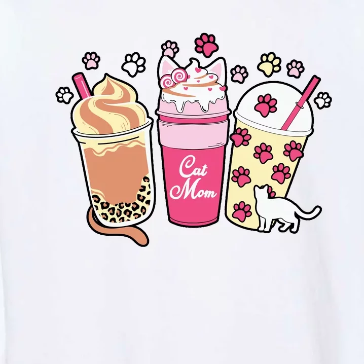 Cat Mom Paw Frappuccino Cute Garment-Dyed Sweatshirt