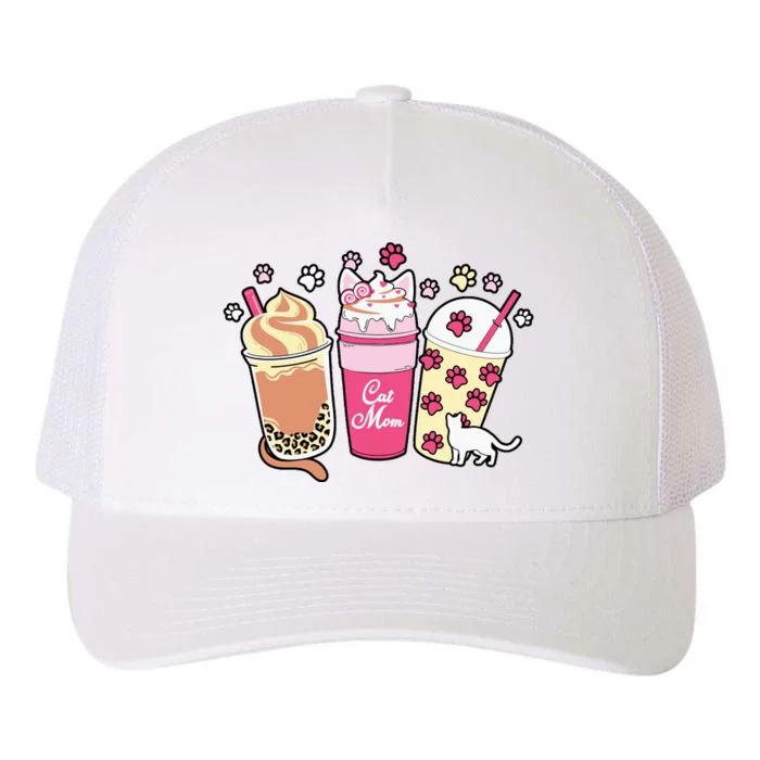 Cat Mom Paw Frappuccino Cute Yupoong Adult 5-Panel Trucker Hat