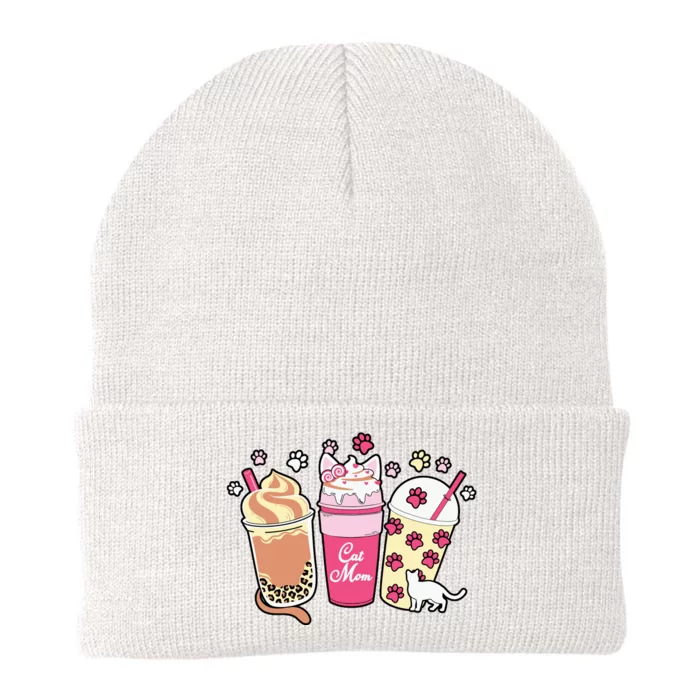 Cat Mom Paw Frappuccino Cute Knit Cap Winter Beanie