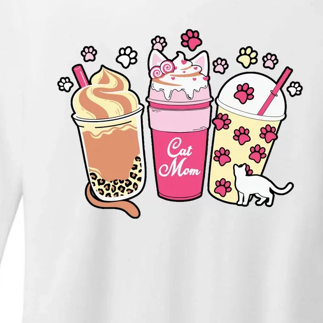 Cat Mom Paw Frappuccino Cute Womens CVC Long Sleeve Shirt