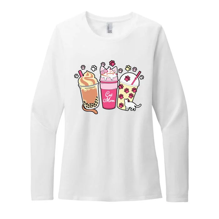 Cat Mom Paw Frappuccino Cute Womens CVC Long Sleeve Shirt