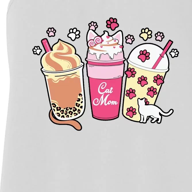 Cat Mom Paw Frappuccino Cute Women's Racerback Tank