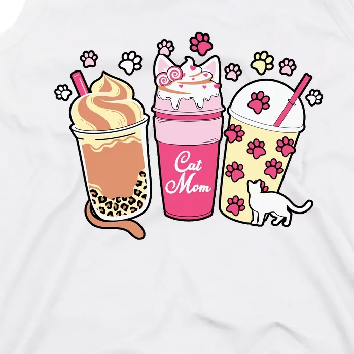 Cat Mom Paw Frappuccino Cute Tank Top